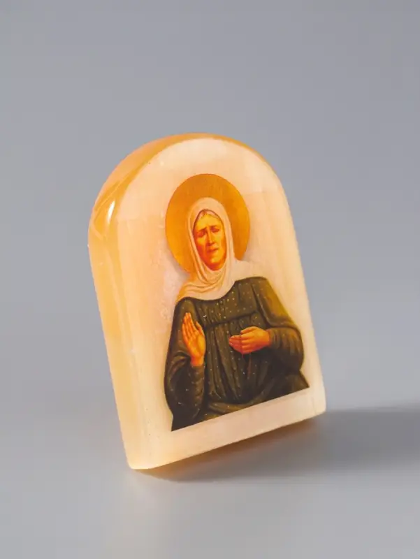 Икона Матрона, 6х5 см, селенит