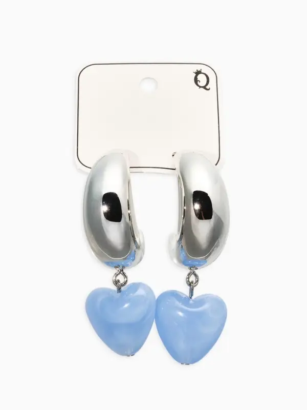 Серьги &laquo;Новый стиль. Сердечки&raquo;, голубые в серебре d=3 см