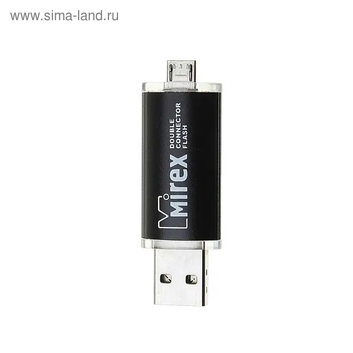 Флешка Mirex SMART BLACK, 16 ГБ, USB 2.0, USB/microUSB, чтение до 25 Мб/с, запись до 15 Мб/с, чёрная