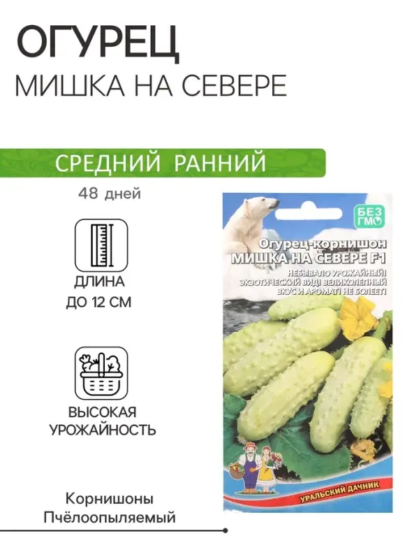 Семена Огурец Семена Огурец "Мишка на Севере", корнишон, F1, 12 шт