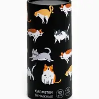 Салфетки бумажные в тубусе &laquo;Котики&raquo;, 50 шт