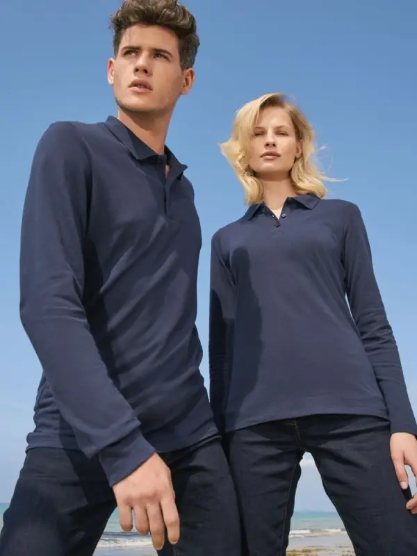 Рубашка поло мужская с длинным рукавом Perfect LSL Men серый меланж, размер 3XL