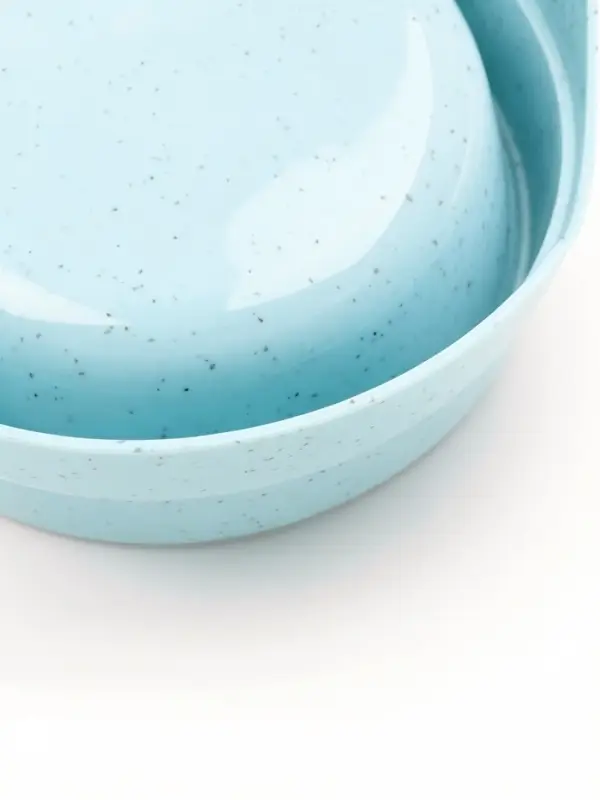 Миска двойная, 2&times;160 мл, 24&times;13&times;4.5 см, на пластиковом основании, металл, голубая