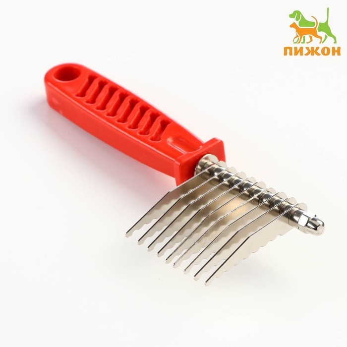 Колтунорез боковой, 9 лезвий, 6,5 х 17 см, красный Колтунорез боковой, 9 лезвий, 6,5 х 17 см, красный