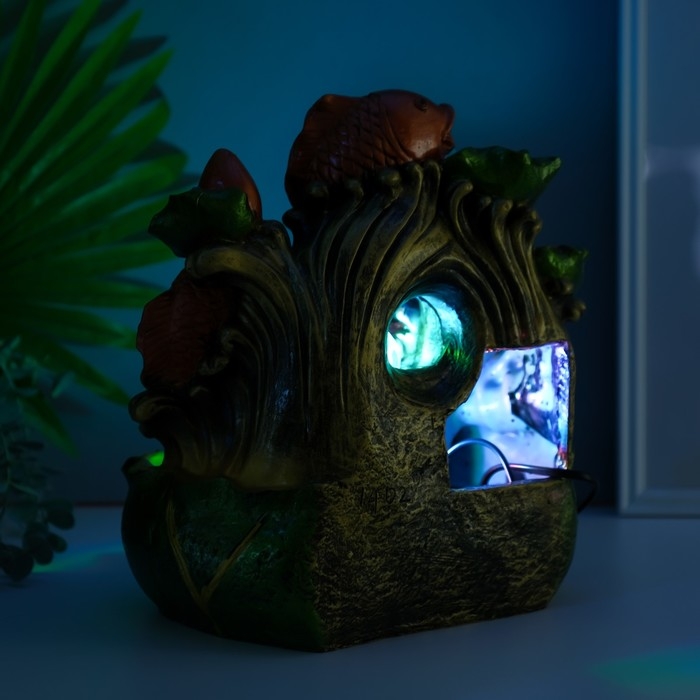 Фонтан настольный от сети, подсветка Фонтан настольный от сети, подсветка "Три карпа" 32х29х19 см