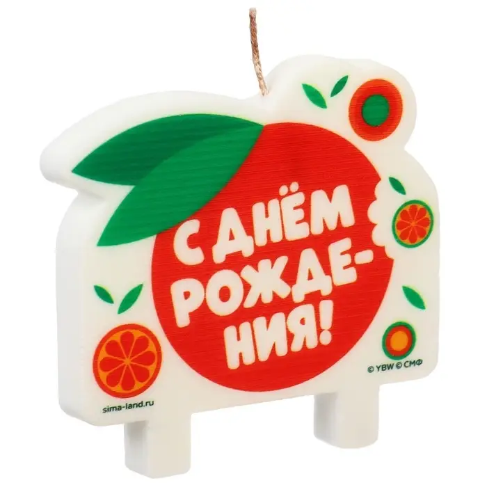 Свеча для торта " С днем рождения", 8 х 8 см, Чебурашка