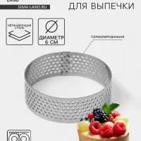 Форма для выпечки тарта Доляна &laquo;Круг&raquo;, d=6 см, перфорированная, серебристая