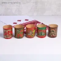 Форма бумажная для кулича «Хохлома», 70×85 мм, МИКС
