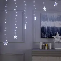 Гирлянда &laquo;Бахрома-арка&raquo; 2.5&times;1.2 м с насадками &laquo;Звёзды&raquo;, IP20, прозрачная нить, 136 LED, свечение белое, 8 режимов, 220 В