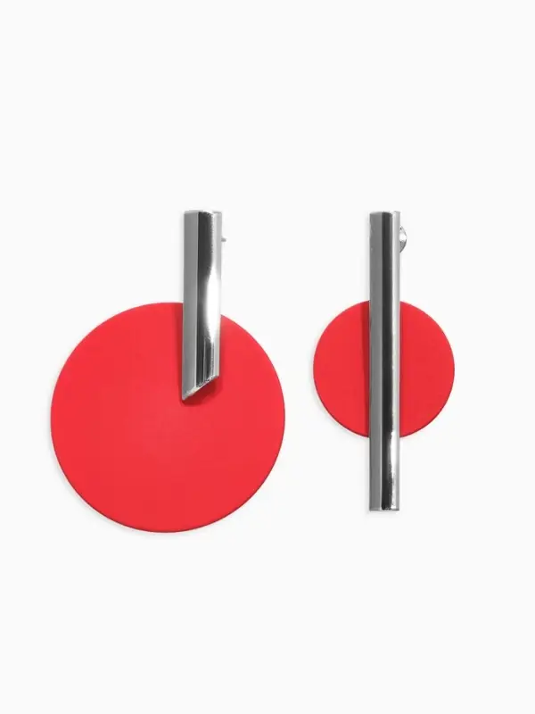 Серьги ассорти &laquo;Арт&raquo;, линии, красные в серебре