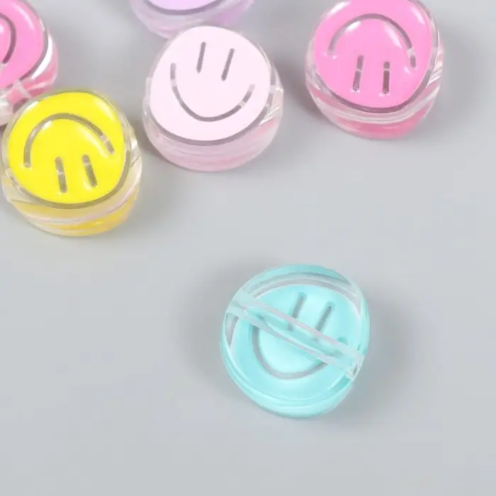 Бусина пластик "Летний бриз. Смайлик" глянец МИКС 2,2х2х0,9 см