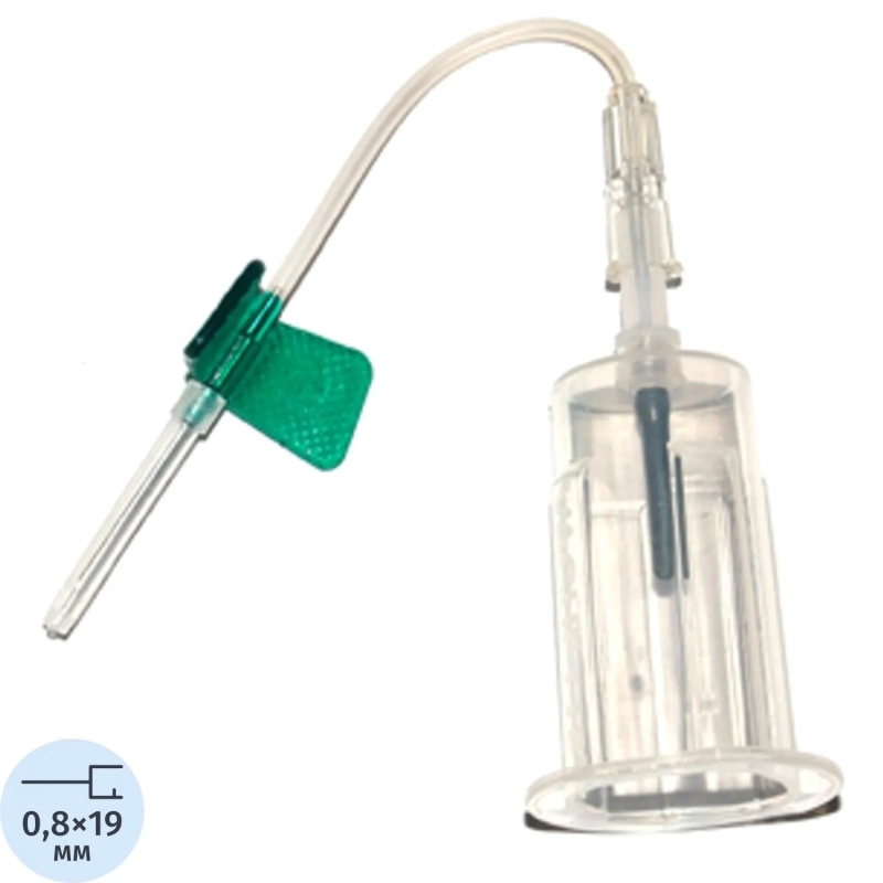 Игла-бабочка 21G 19см зел. с луер-адапт. и держ. VACUETTE 450371 24шт/уп