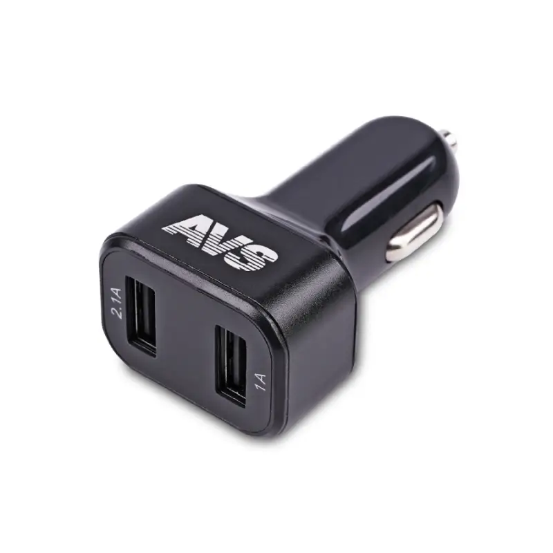 USB автомобильное зарядное устройство AVS 2 порта UC-523 (3А,черный) с вольтметром