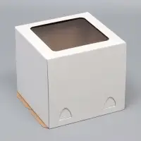 Коробка под торт, с окном, без ручек, белая, 24&times;24&times;22 см