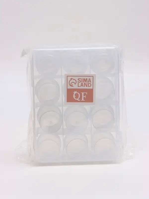 Органайзер для хранения мелочей QF, 12 баночек, 18.5&times;14&times;5 см, прозрачный