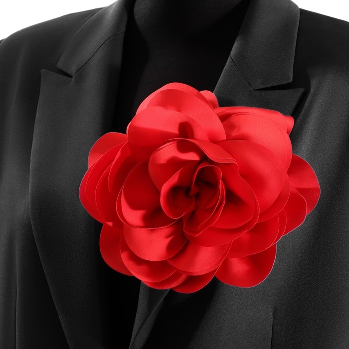 Брошь текстильная «Цветок» камелия, цвет красный Брошь текстильная «Цветок» камелия, цвет красный