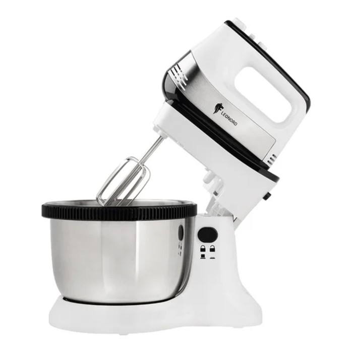 Миксер Leonord LE-1740, ручной/стационарный, 600 Вт, 4 л, 5 скоростей, режим  Миксер Leonord LE-1740, ручной/стационарный, 600 Вт, 4 л, 5 скоростей, режим "турбо", белый