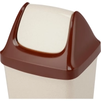 Ведро мусорное пластик 25л прям беж с корич крышк-маят 320х582х280мм_М2463