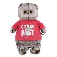 Мягкая игрушка &laquo;Кот Басик&raquo; 19 см, в лонгсливе с принтом &laquo;Супер кот&raquo;