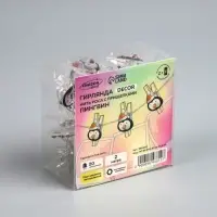 Гирлянда &laquo;Нить&raquo; 2 м роса с насадками &laquo;Прищепки-пингвин&raquo;, IP20, серебристая нить, 20 LED, батарейки ААх2 (не в комплекте), свечение тёплое белое