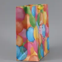 Пакет подарочный крафтовый, упаковка, &laquo;Happy birthday&raquo;, ML 27&times;23&times;11.5 см