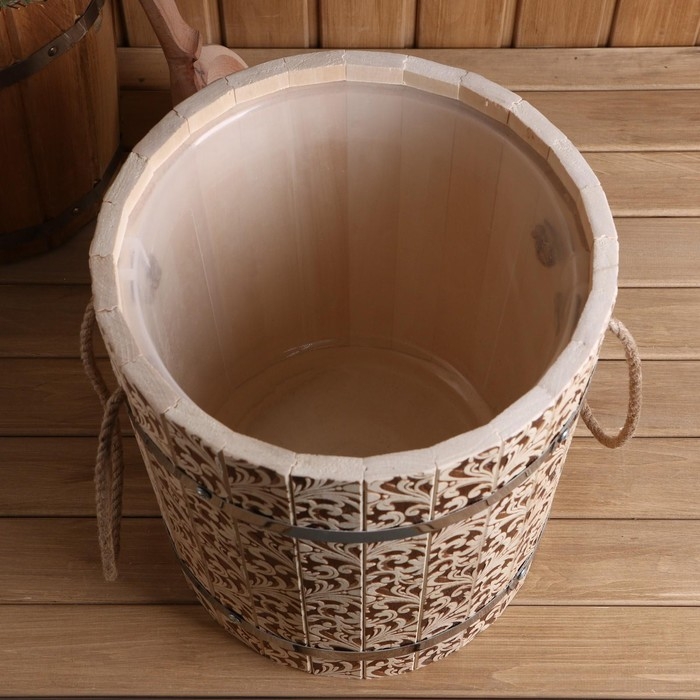 Запарник из липы, 13 литров,  пластиковая вставка, ручка-веревка (Рисунок  2) Запарник из липы, 13 литров,  пластиковая вставка, ручка-веревка (Рисунок  2)