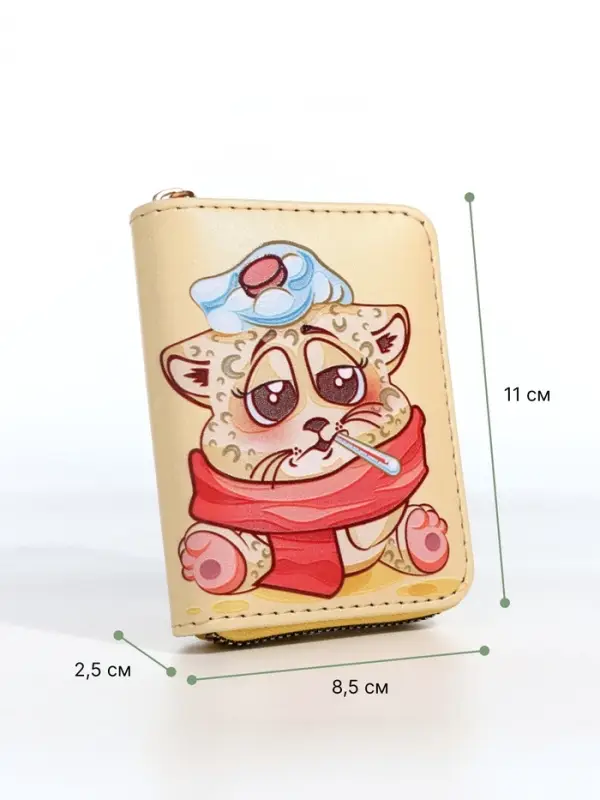 Кошелёк на молнии &laquo;Кот&raquo;, маленький, детский, жёлтый