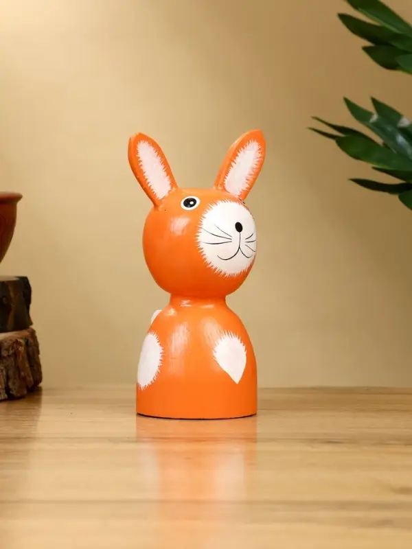 Набор сувенирный «Зайки», h=15 см, h=13 см, h=10 см, дерево, оранжевый