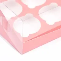 Кондитерская складная коробка для 12 капкейков 31×23.5×10 см, розовая