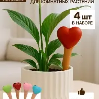 Автополив для комнатных растений &laquo;Сердечко&raquo;, 14&times;4.6 см, керамика, набор 4 шт., МИКС