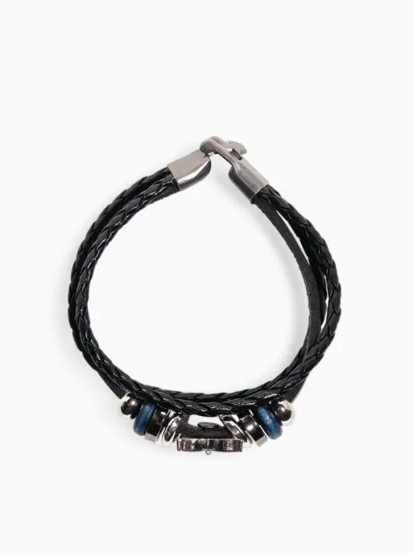 Браслет кожа &laquo;Совушка&raquo;, чёрный в серебре, L=20 см