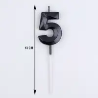 Свеча в торт на шпажке «Цифра 5», черная, 5 см