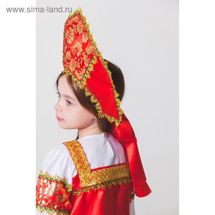 Русский народный костюм  Русский народный костюм "Любавушка", платье-сарафан, кокошник, р-р 30, рост 110-116 см, цвет красный