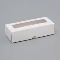 Коробка для 3 конфеты, с окном, белый 13×5×3.3 см