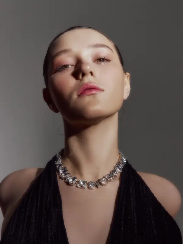 Колье &laquo;Драгоценность&raquo;, геометрия, белое в серебре, 32 см