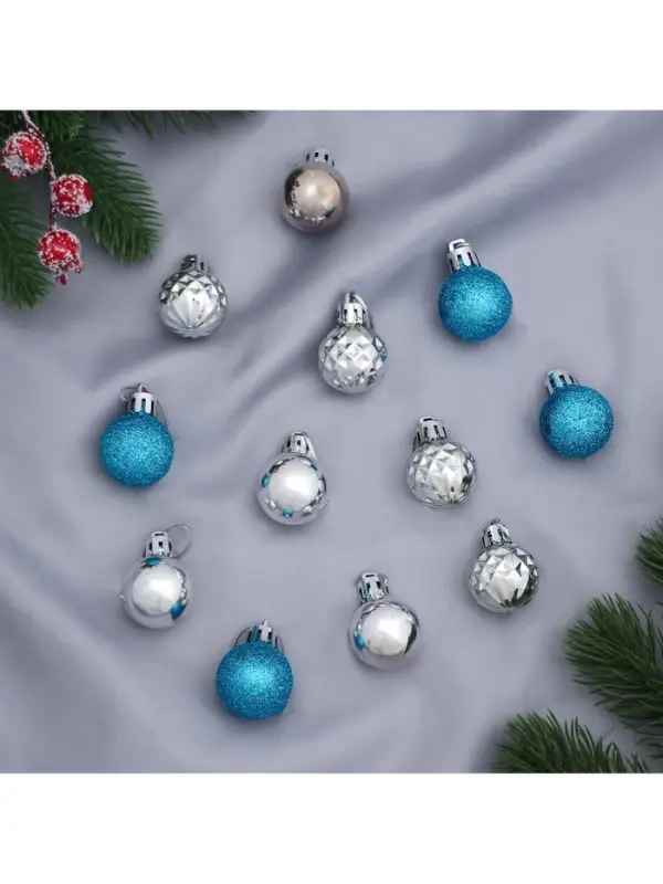 Ёлочные игрушки &laquo;Альянс&raquo;, шары новогодние, d=2.5 см, набор 12 шт., серебристый/синий