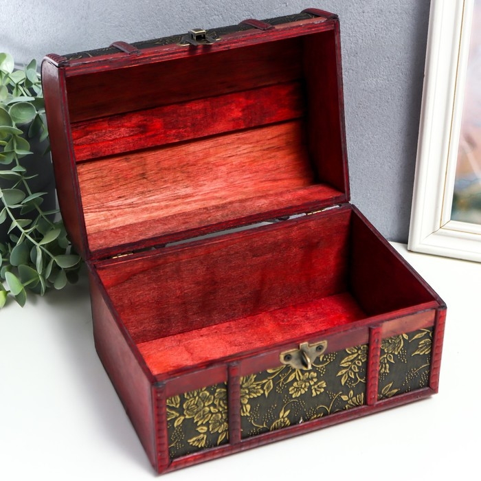 Шкатулка дерево состаренная Шкатулка дерево состаренная "Цветы и бамбук" сундучок МИКС 15х22х15,5 см