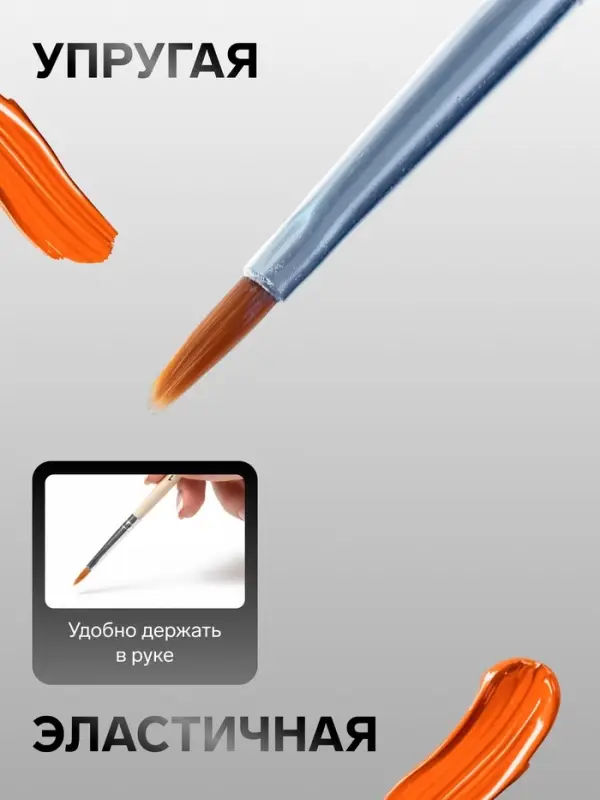 Кисть для рисования, нейлон, № 1, плоская, деревянная ручка, международный размер