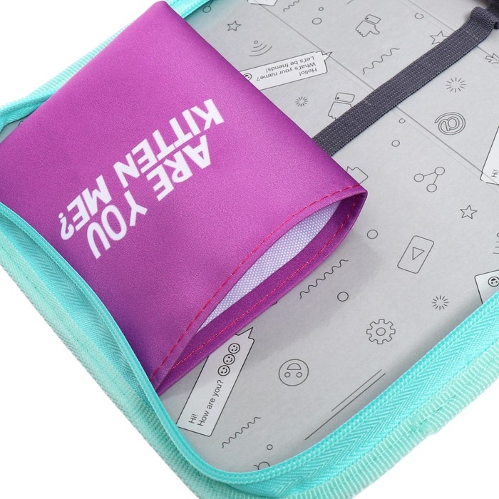 Пенал 1 секция 140 х 210 х 40 мм, откидной карман и косметичка, тканевый, Calligrata TOP Content  Пенал 1 секция 140 х 210 х 40 мм, откидной карман и косметичка, тканевый, Calligrata TOP Content "Котик"