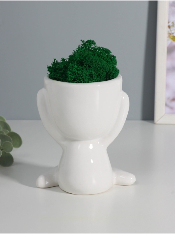 Кашпо керамика  Кашпо керамика "Мистер Грин" любитель тишины 11,5*10*9 см белый