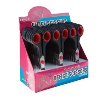 Ножницы канцелярские 17.5 см пластиковые ручки, в картонной коробке, МИКС