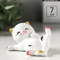 Фигурка керамика &laquo;Котик с лапкой&raquo;, 7 см, белый