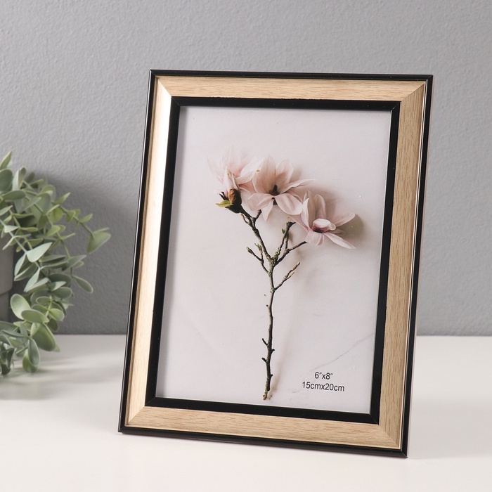 Фоторамка пластик 15х20 см Фоторамка пластик 15х20 см "Крассика. Дерево" бежевая 18,8х23,8 см