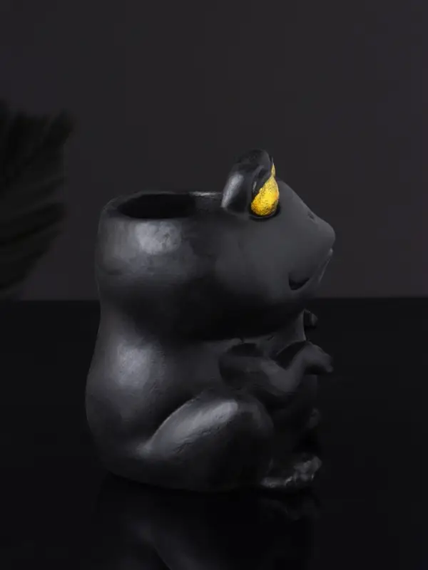 Кашпо "Лягушка с лягушонком" 10х10 см, чёрный