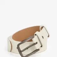 Ремень женский с винтом, 110&times;2.8 см, классическая пряжка металл, серебристая, белый