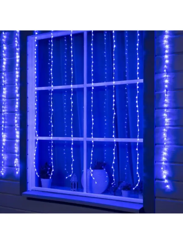 Гирлянда &laquo;Водопад&raquo; 2&times;1.5 м, IP44, прозрачная нить, 400 LED, свечение синее, 8 режимов, 220 В