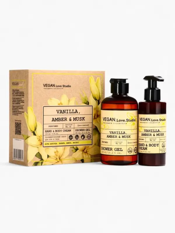 Набор женский VEGAN.Love.Studio  Набор женский VEGAN.Love.Studio "Vanilla, Amber, Musk": гель для душа 300 мл + крем-лосьон 150 мл 10