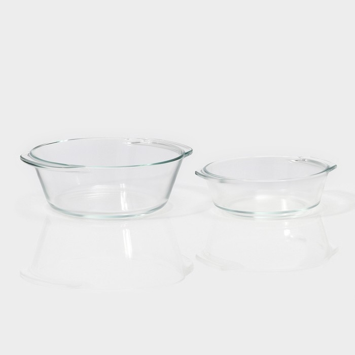 Набор кастрюль из жаропрочного стекла для запекания Доляна «Гратен», 2 предмета: 700/1500 мл, d=14,5/11 см, с крышками, толщина 4 мм Набор кастрюль из жаропрочного стекла для запекания Доляна «Гратен», 2 предмета: 700/1500 мл, d=14,5/11 см, с крышками, толщина 4 мм