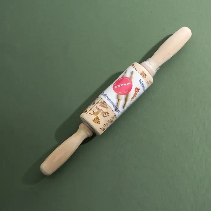 Скалка текстурная новогодняя Доляна, фигурная, 30&times;4 см, рабочая часть 11.5 см, вращающаяся