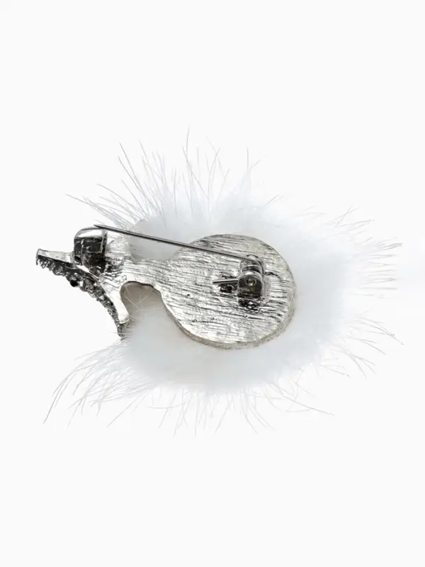Брошь &laquo;Ёжик&raquo;, пушистый, белая в серебре